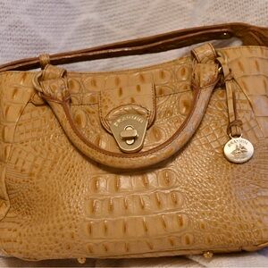 Brahmin Tan Croc-Embossed Satchel